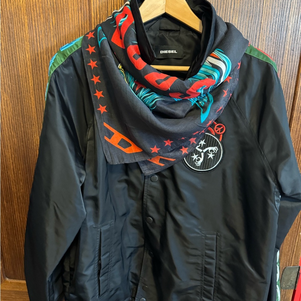Diesel Black and Turquoise Scarf - Picture 5 of 5